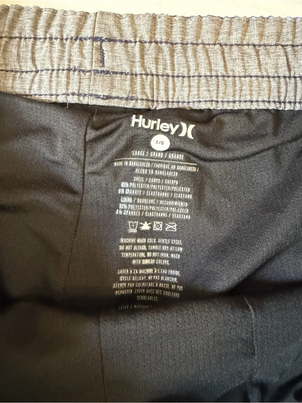 Hurley Mens Blue Gray Striped Board Shorts Swim Trunks Size Large Costal